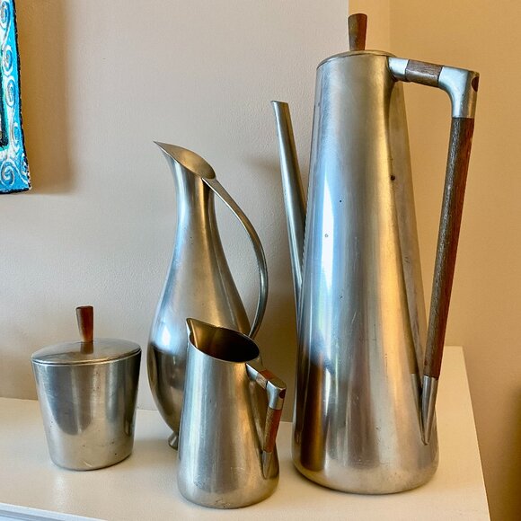 MCM Rare Vintage Pewter Coffee Tea Serving Set - Picture 4 of 12